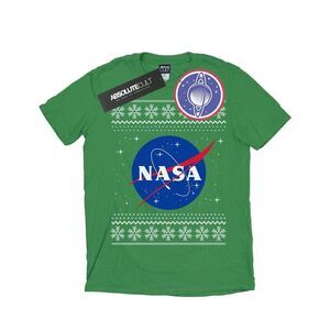 NASA Womens/Ladies Classic Fair Isle Cotton Boyfriend T-Shirt / Irish Green